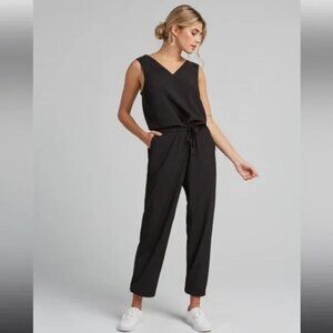 Fig Size Small Black Jumpsuit Stretchy Sleeveless with V-neck